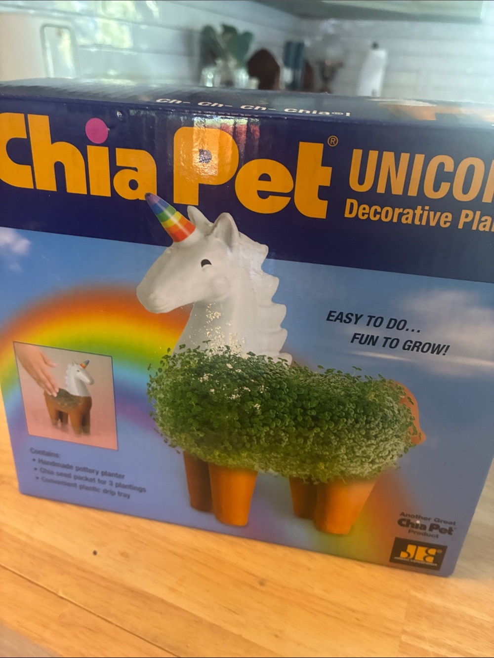 Chia Pet Unicorn Decorative Planter - White and Rainbow 2022